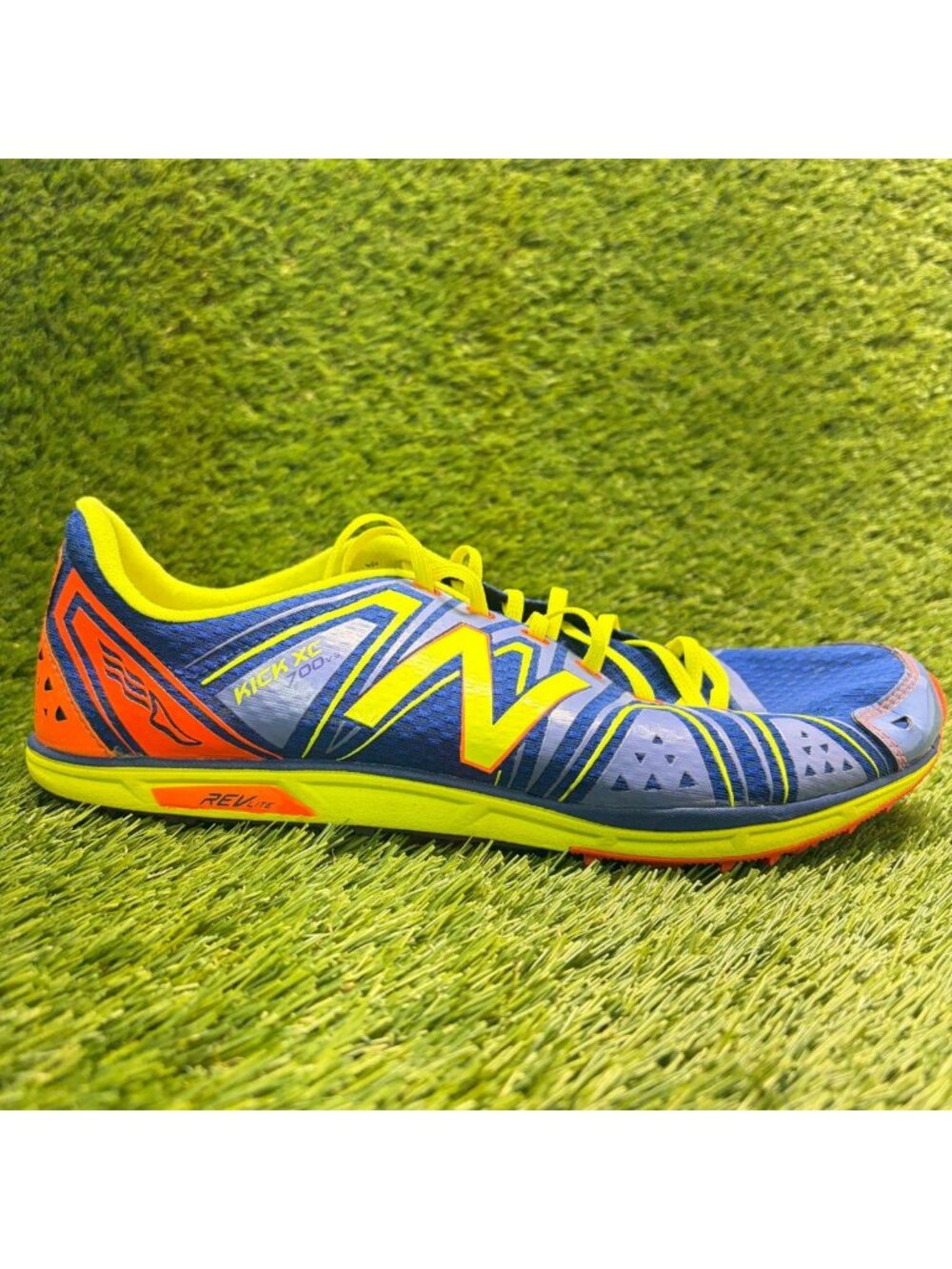 New Balance Kick XC 700 v3 Mens Size 11.5 Blue Green Running Racing Spikes Shoes